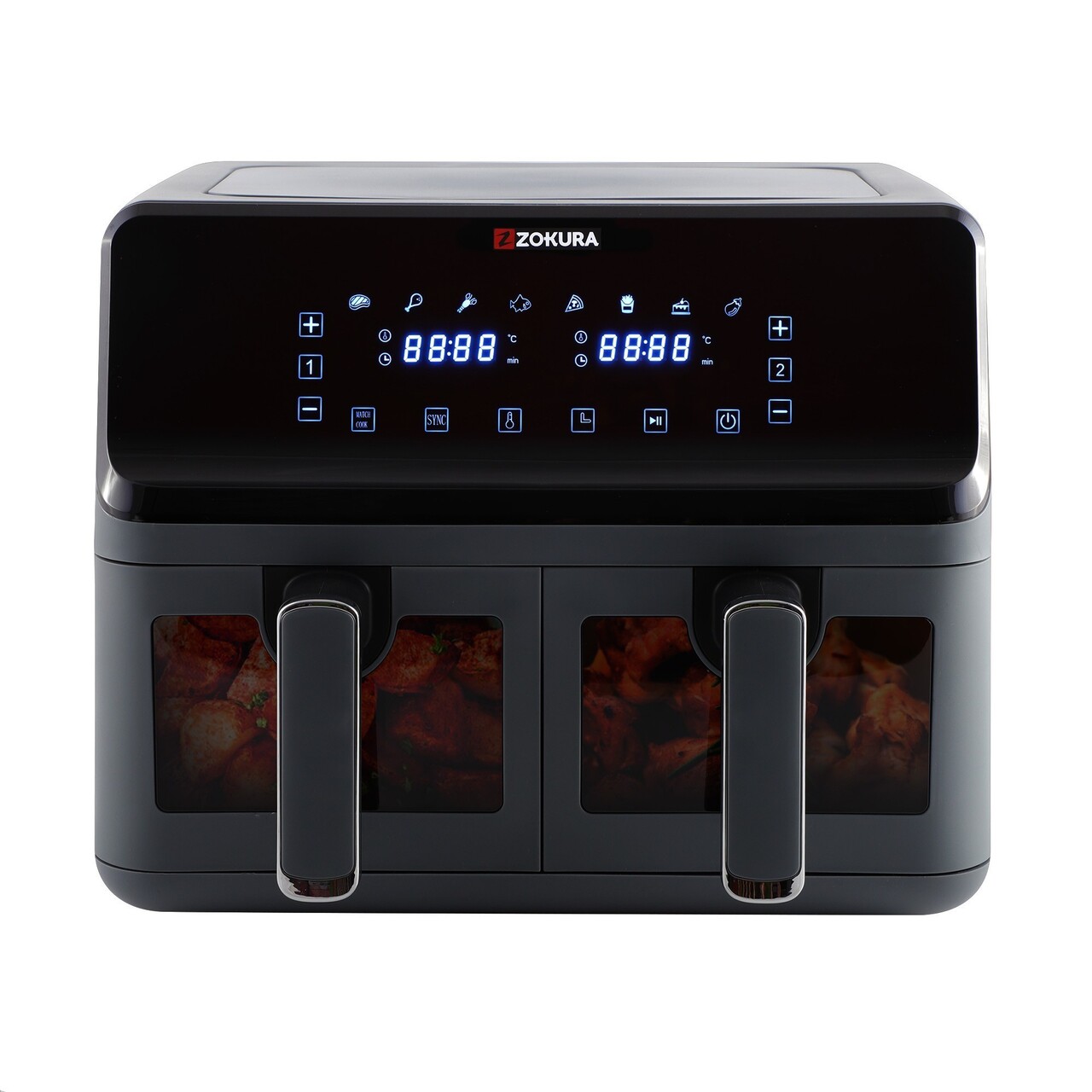 Friteuza dubla cu aer cald, 8 L, 1350+1350 W, Gri inchis - Zokura - imagine 6